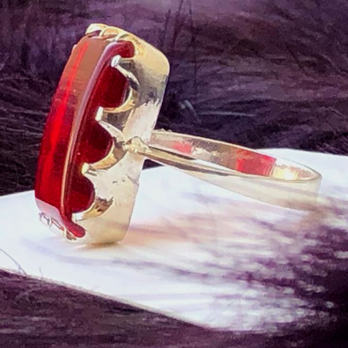 Boys Silver Ring With Ruby Stone