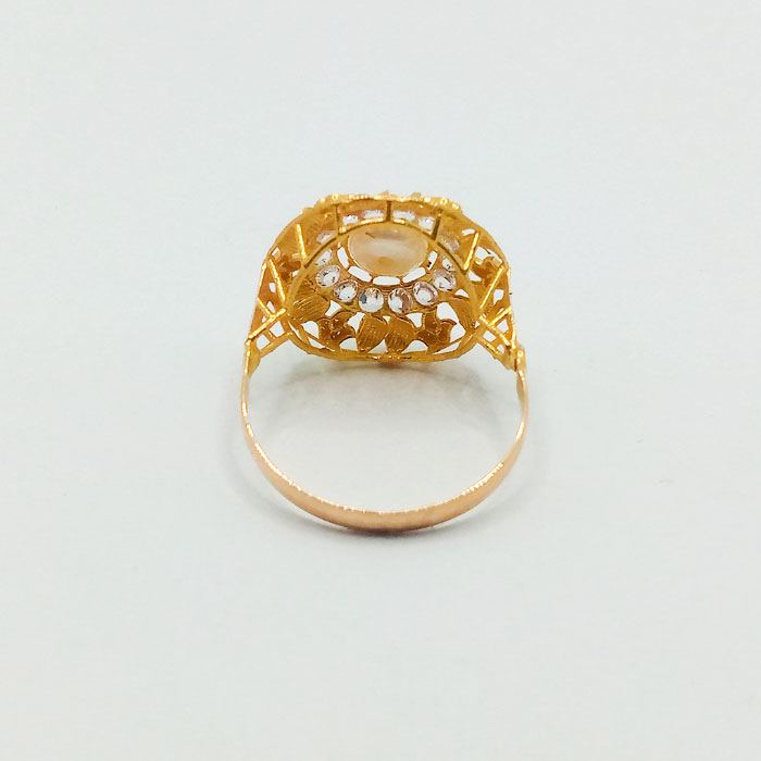 Pure Gold Ladies Ring With Pearl Stone