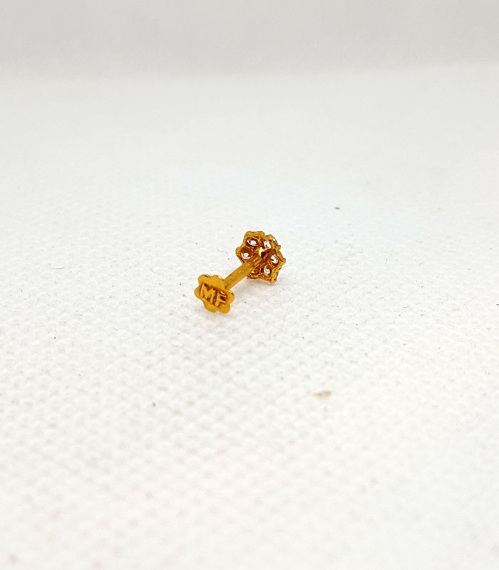 Red in White Beautiful Gold Nose Pin