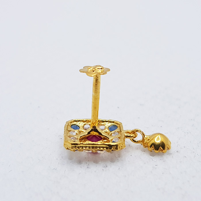 Rectangle Shape Gold Nose Pin For Girls