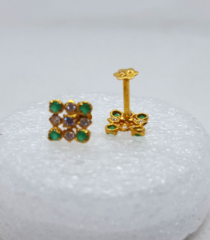 Gold Tops with Blue and Green Stones