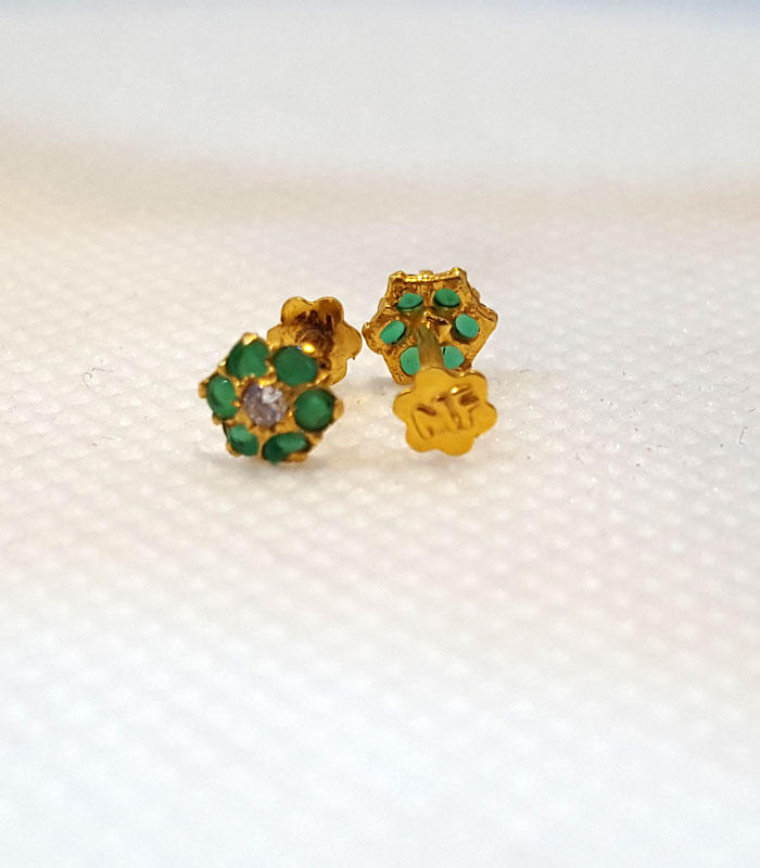 Gold Tops with Green Stones