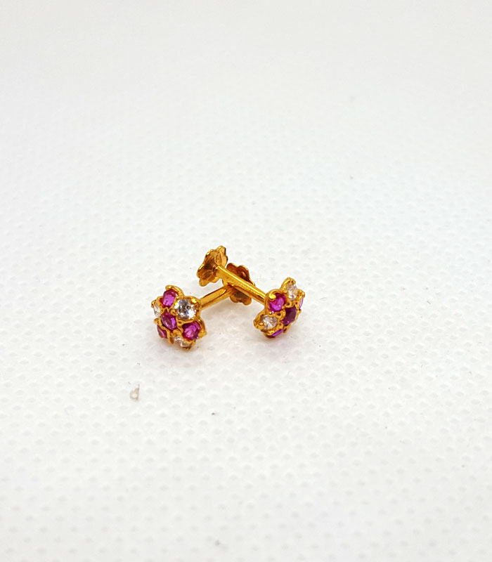 Gold Tops with Pink Stones