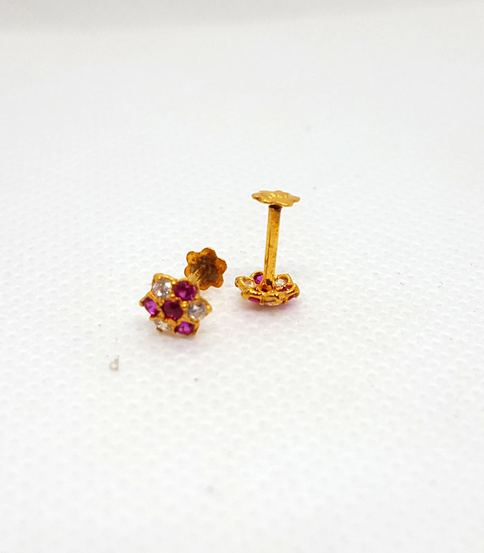 Gold Tops with Pink Stones