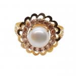 Gold Ring For Ladies with Pearl Stone