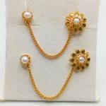 Charming Pearl Stone Double Step Gold Tops