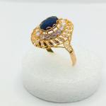 Pure Gold Ladies Ring With Blue Stone