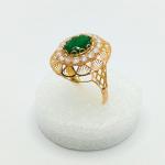 Pure Gold Ladies Ring With Green Stone