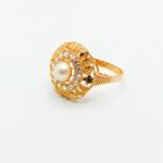 Pure Gold Ladies Ring With Pearl Stone