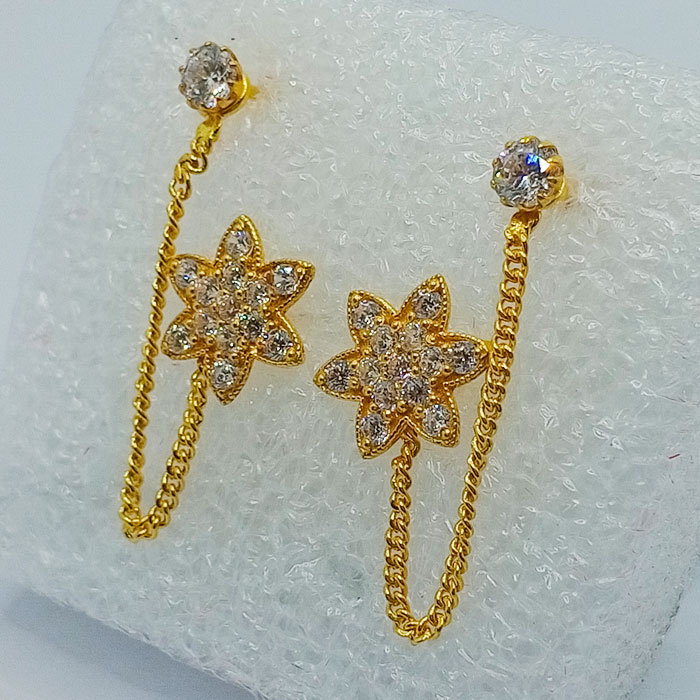 Star Shape Gold Tops with White Stones