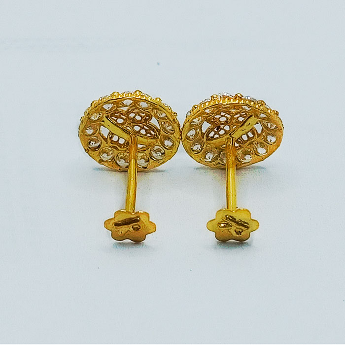 Round Shape Gold Tops in White Stone