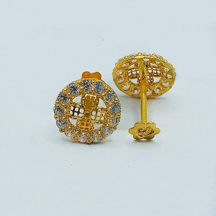 Round Shape Gold Tops in White Stone