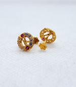Round Shape Gold Tops with White Cubic Stones