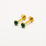 Mini Single Stone Green Gold Tops