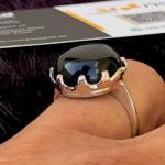 Silver ring for men with black Aqiq Stone